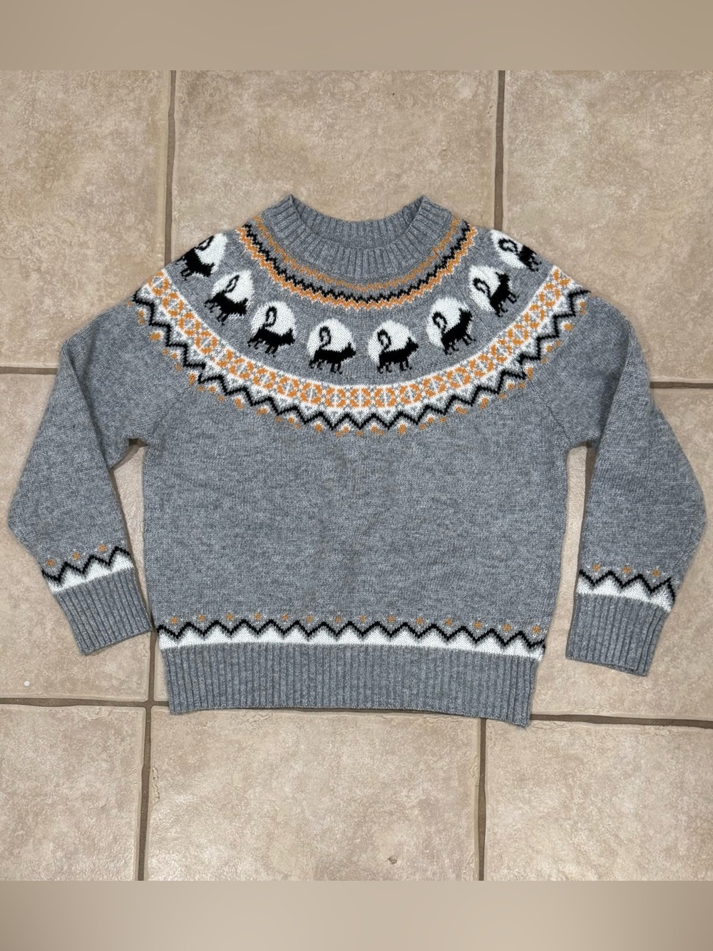 Black Cat Halloween Fair Isle Fall Sweater M